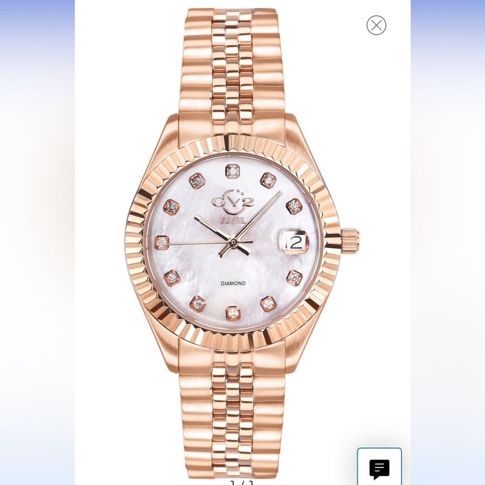 Gevril GV2 Women’s Naples Swiss Diamond watch in rose gold
